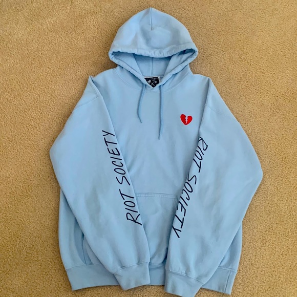 riot society Jackets Coats Light Blue Hoodie Riot Society